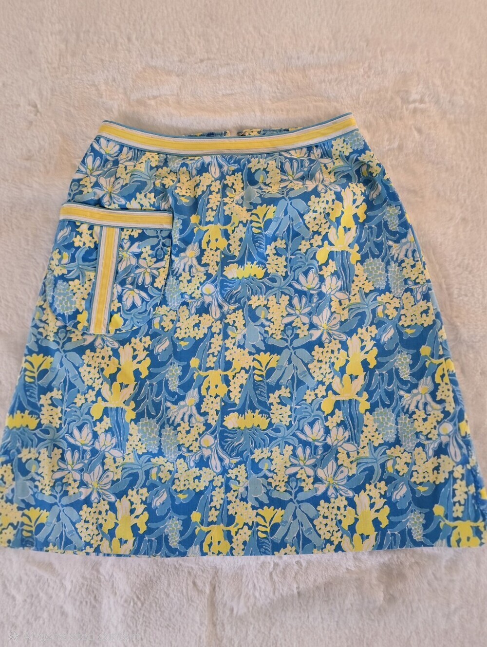Vintage Lilly Pulitzer Floral A-Line Skort in Blue and Yellow